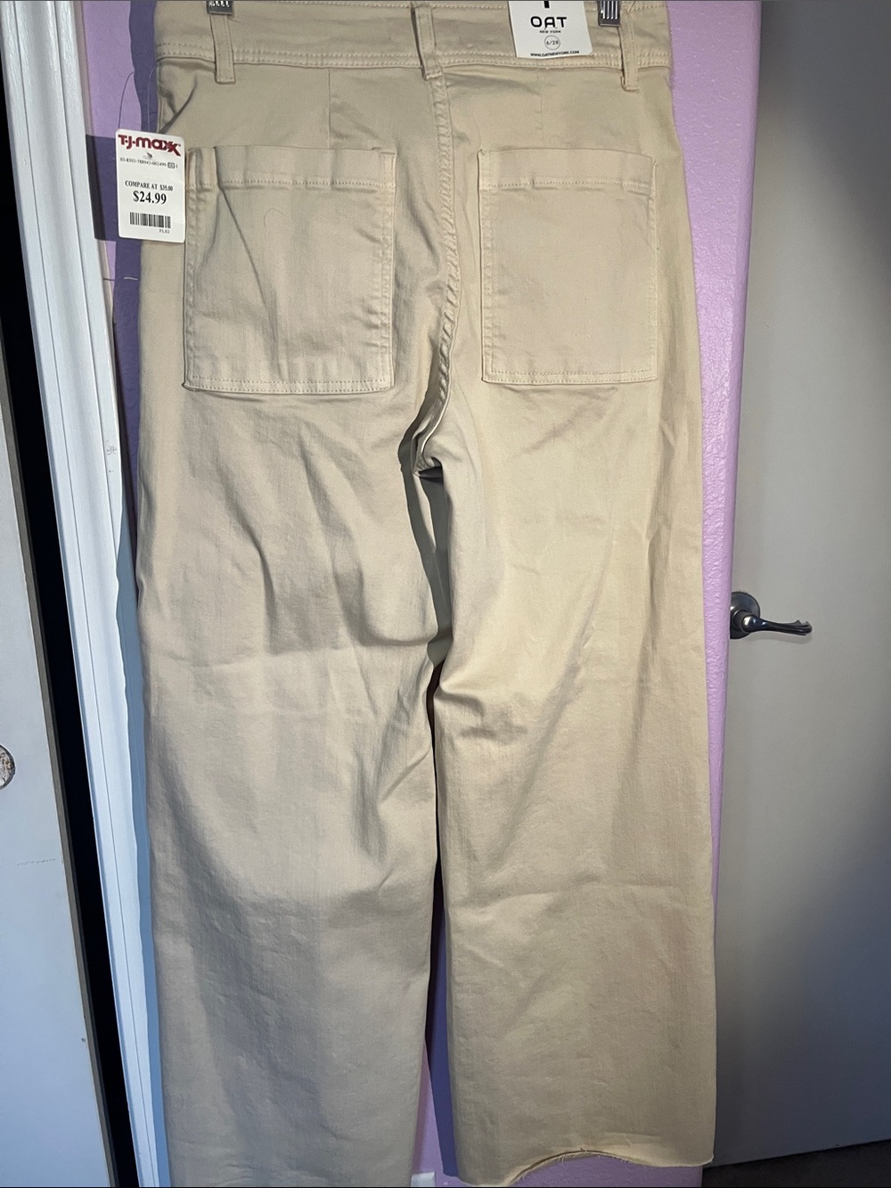 Oat New York high rise  Wide-Leg Chino Pants — Sand - Picture 4 of 9